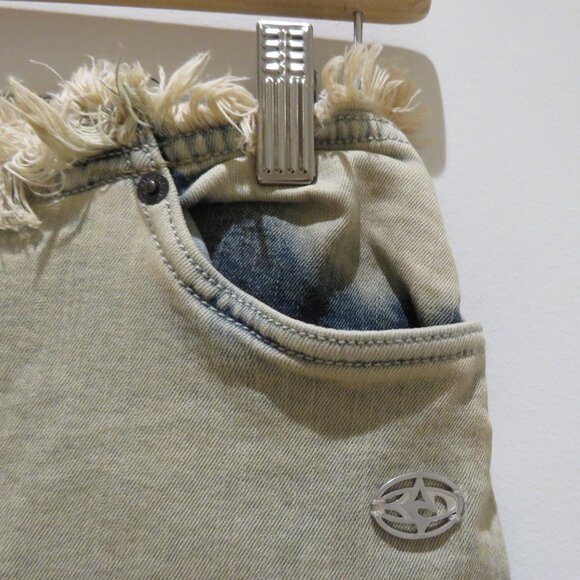 BASIC PLEASURE MODE Dolly Washed Frayed Denim Maxi Skirt Punk Goth Rock Alt NWT - Picture 8 of 16